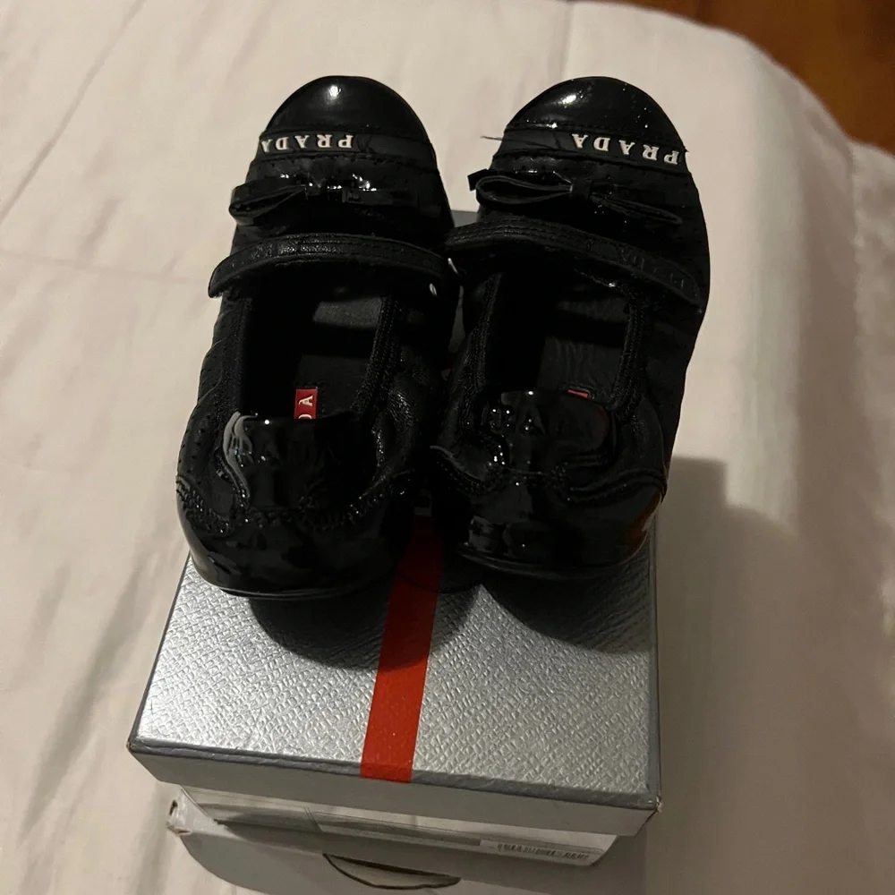 Prada Black Patent Leather Kids Mary Jane Shoes